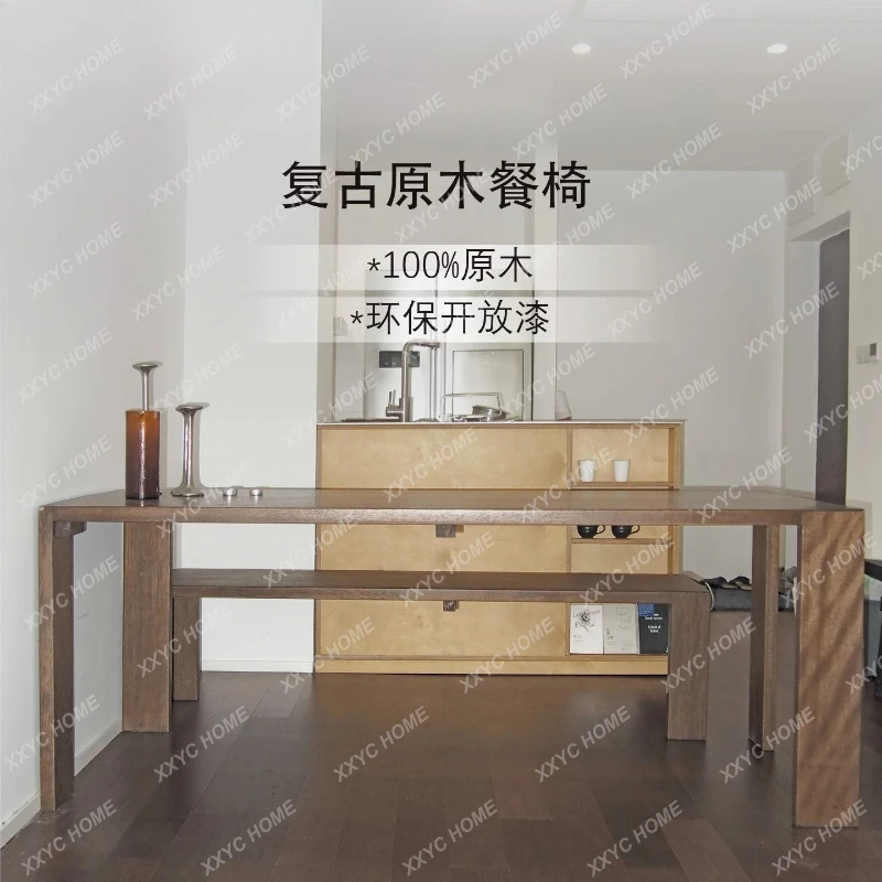 

Средневековый стол из массива дерева с большой столешницей, простой ретро-стол из массива дерева для работы, учебы, гостиной