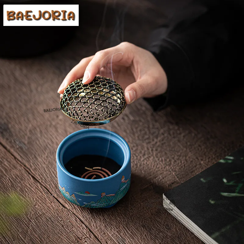 BAEJORIA Antique Great Wall Plate Incense Holder Zen Incense Waterfall Incense Burners Consecrate Censer Tea Ceremony Craft Gift