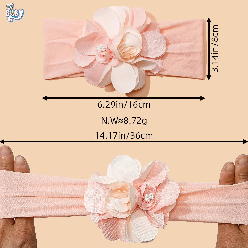 Elastic Nylon Headbands para o bebê recém-nascido, Soft Hair Bands, Headwear para Toddler Kids, Baby Girl and Boy, Flower Fashion Accessories