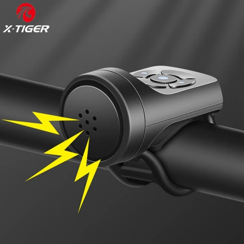 Bicycle Electric Bell 140dB Loud Horn Anti Theft USB Charging Waterproof Handlebar Alarm Ring Bell for MTB Mountain Road Bike