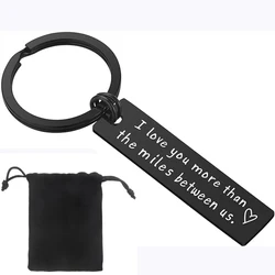 Long Distance Relationship Gifts Keychain - I Love You More Than The Miles Between Us Keyring for Boyfriend Valentines Day Gift