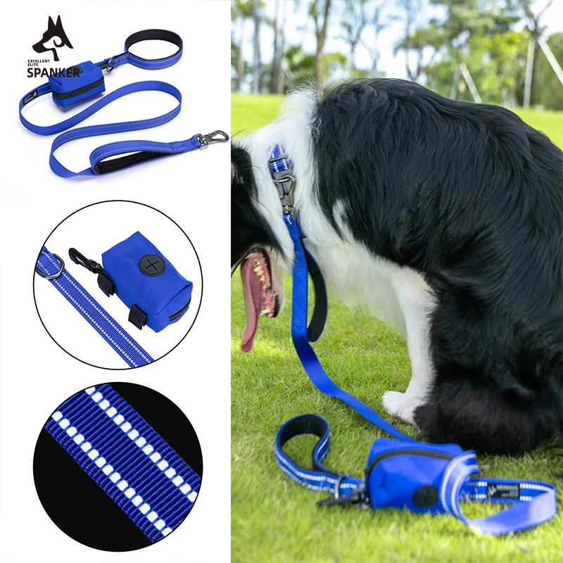 

Dog Leashes Outdoor Travel Dogs Training with Food Pouch Heavy Duty Bungee Leash Handle Lead Adjustable Safety Training Leash