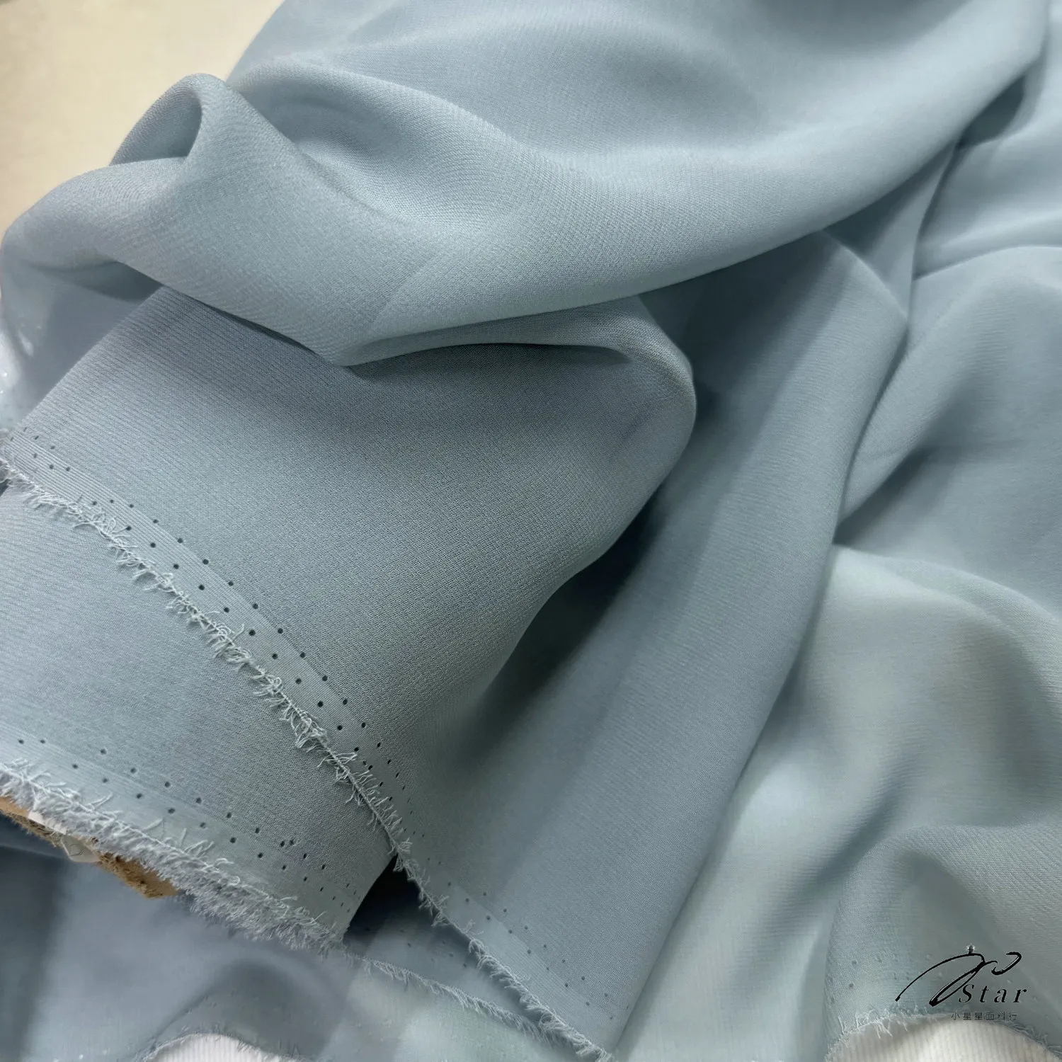 Translucent Cloudy Blue Silk Cloth Dress Shirt Silkworm Silk Satin Fabric Summer