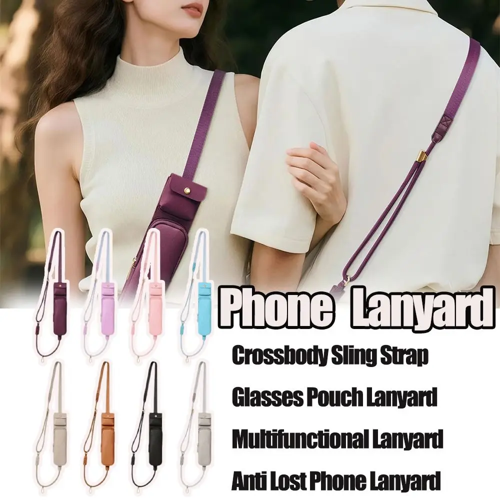 Adjustable Strap Phone Lanyard Detachable Pouch Anti Lost Strap Crossbody Sling Strap Portable Design Multifunctional Strap