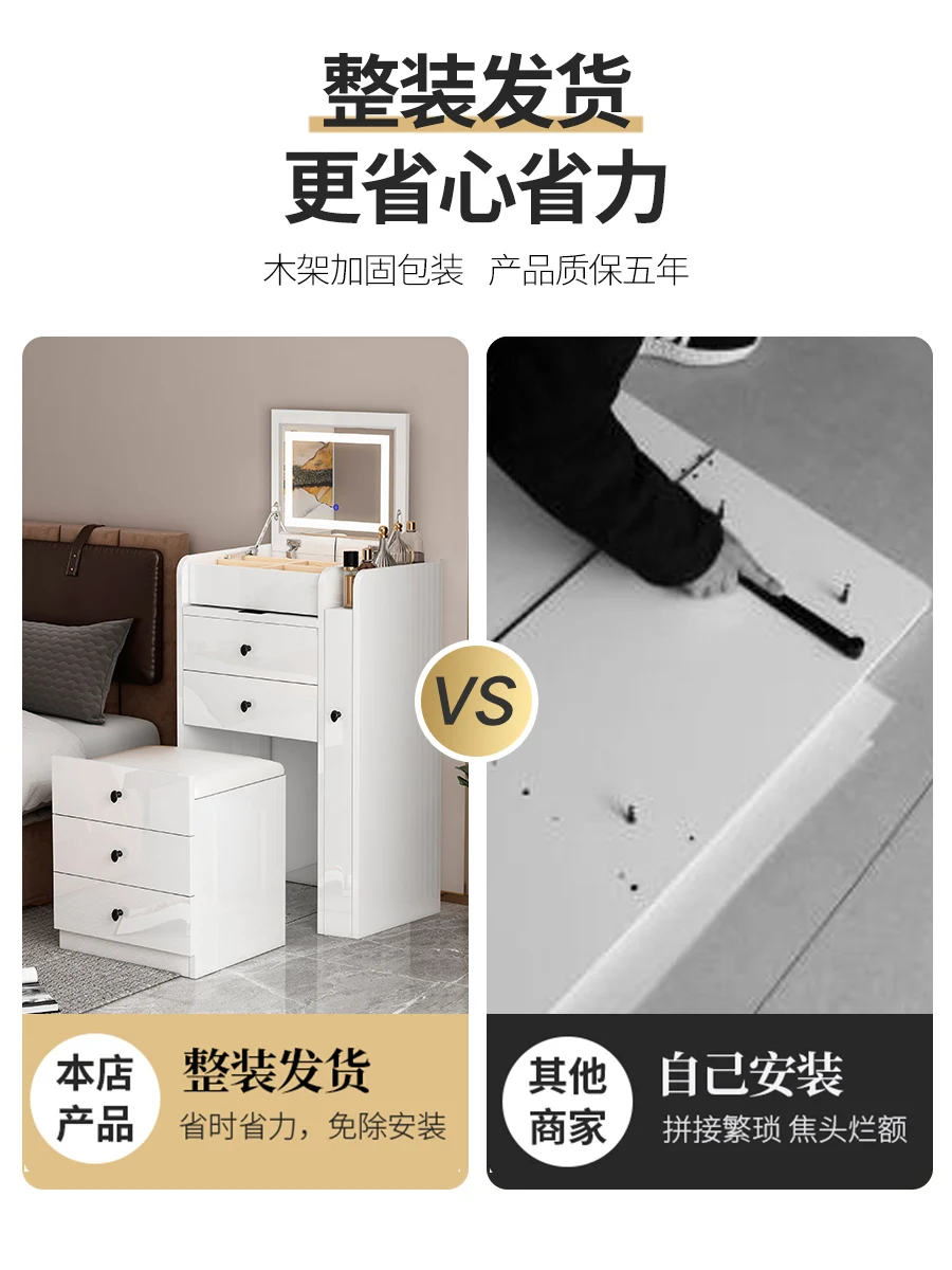 Dresser Bedroom Modern Simple Makeup Table Bedside Table Bucket Cabinet Integrated Makeup Cabinet Flip Cover Makeup Table Small