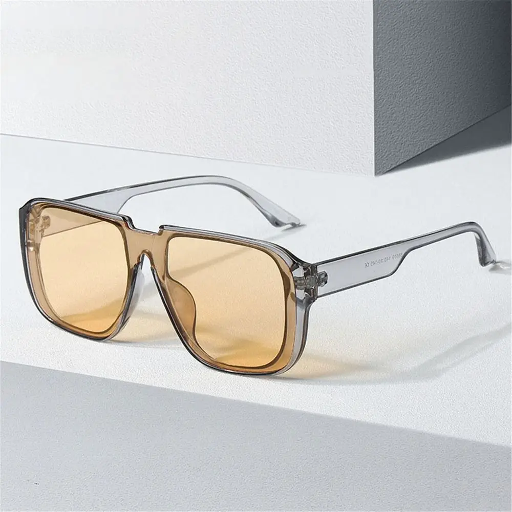 Retro Fashion One Piece Square Sunglasses Flat Top Hot Ins Favor Men's Mirror Shades UV400 Eyewear Women's Sun Glasses