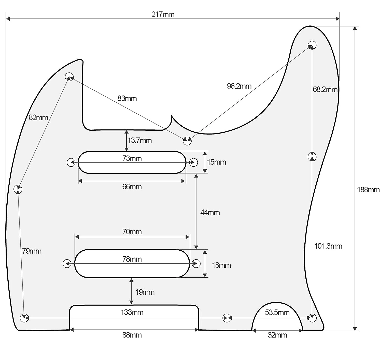 8 Holes SS Guitar Pickguard for USA/Mexico FD Deluxe Nashville Electric Guitar TL Round Corner SS Pickup Single Coil