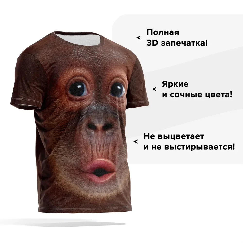 Summer Men's T-shirt Baboon pattern 3D Printed Short Sleeves Round Neck Loose Casual T-shirt Oversize Men Women Tee Clothing