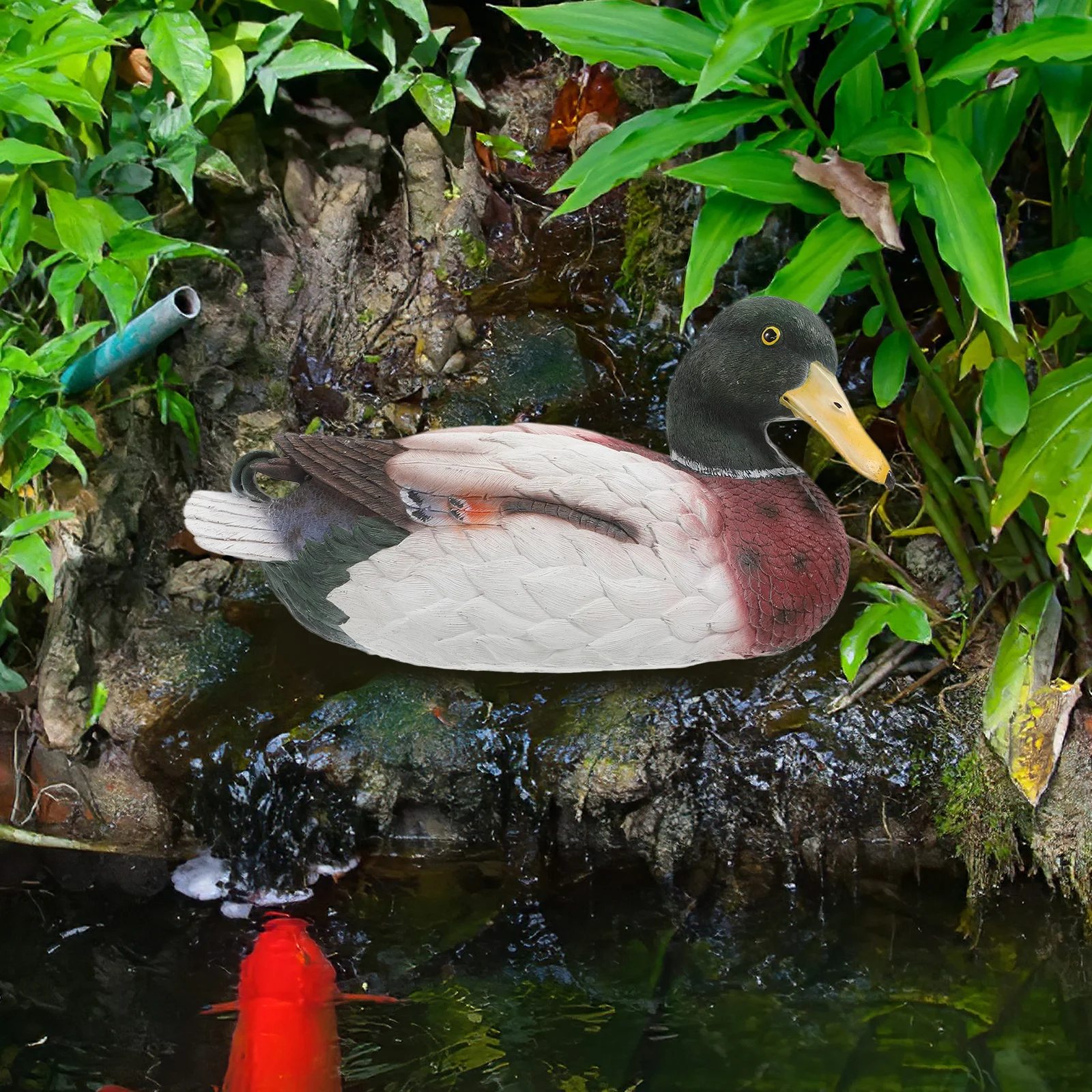 واقعية العائمة الراتنج بطة تمثال بركة العائمة الحديقة زخرفة حديقة ميزة المياه في الهواء الطلق ديكور حديقة تمثال الحيوانات الصغيرة #1