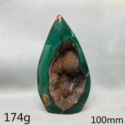 Natural Green Gemstone Cherry Blossom Geode Agate Free Form Tower Flash Crystal Home Room Decoration Gift Stone Healing Chakra