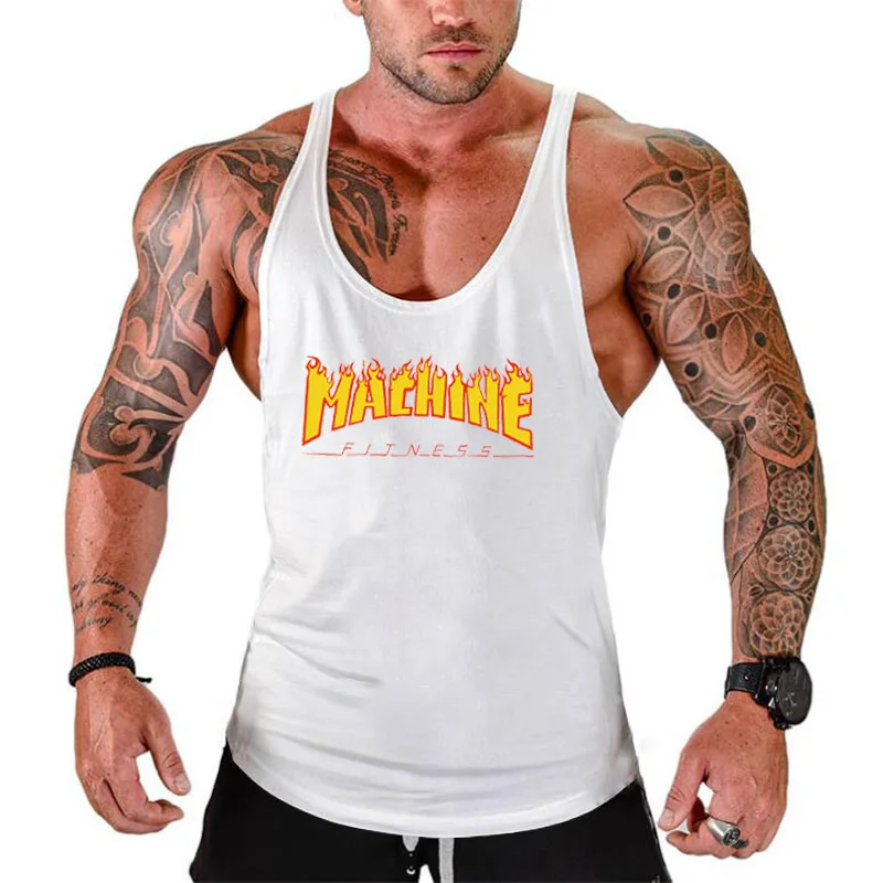 Men Cotton Sleeveless Gym Bodybuilding Casual Muscle Tank Tops Summer Absorb Sweat Breathable Cotton Cool Feeling Y Back T-shirt