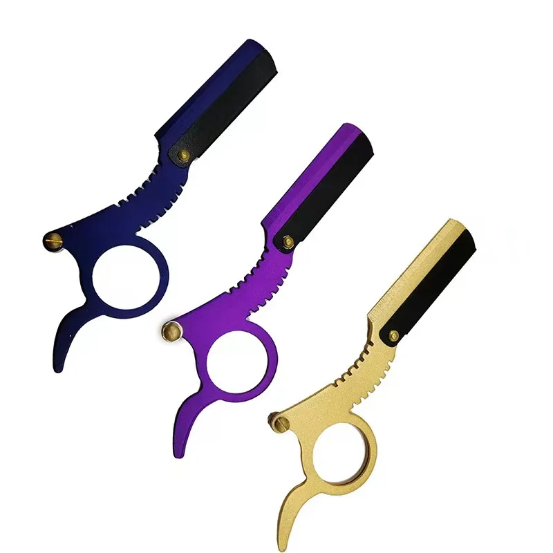 

Профессиональная салонная Бритва для парикмахерской с прямыми краями, мини-держатель для бритвы из нержавеющей стали, держатель для бритвы на палец