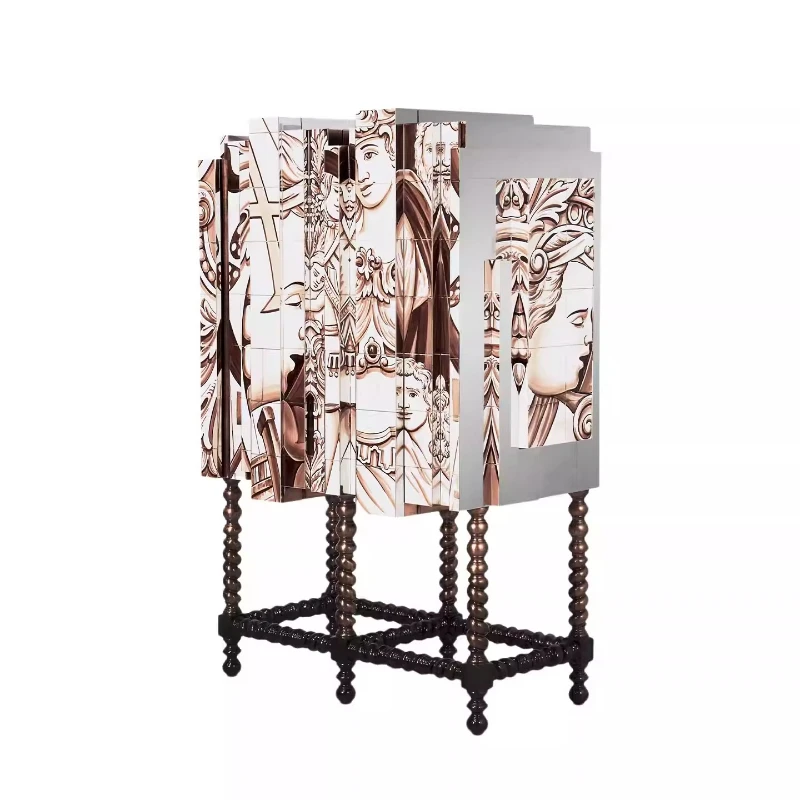 Painted wine cabinet display cabinet solid wood storage side cabinet