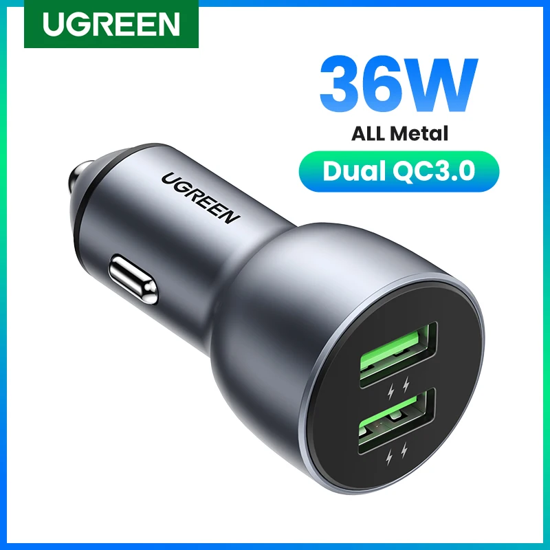 UGREEN 36W Car Charger Quick 3.0 Charge USB QC 3.0 Car Charging Fast Charger for Samsung Xiaomi Mobile Phone Car USB Charger