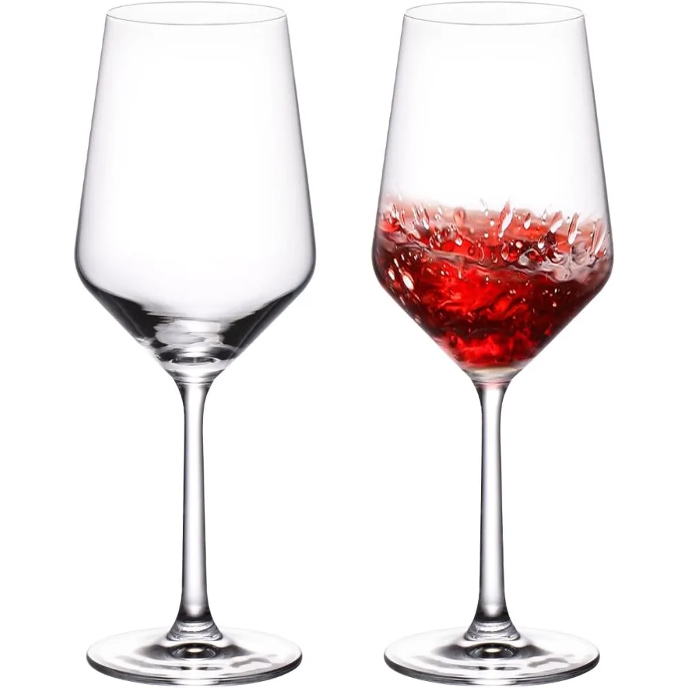 

Пара 18-унций хрустальных бокалов для вина ручной работы, элегантная тонкая оправа и длинная стебель, идеально подходит для красных и белых вина.