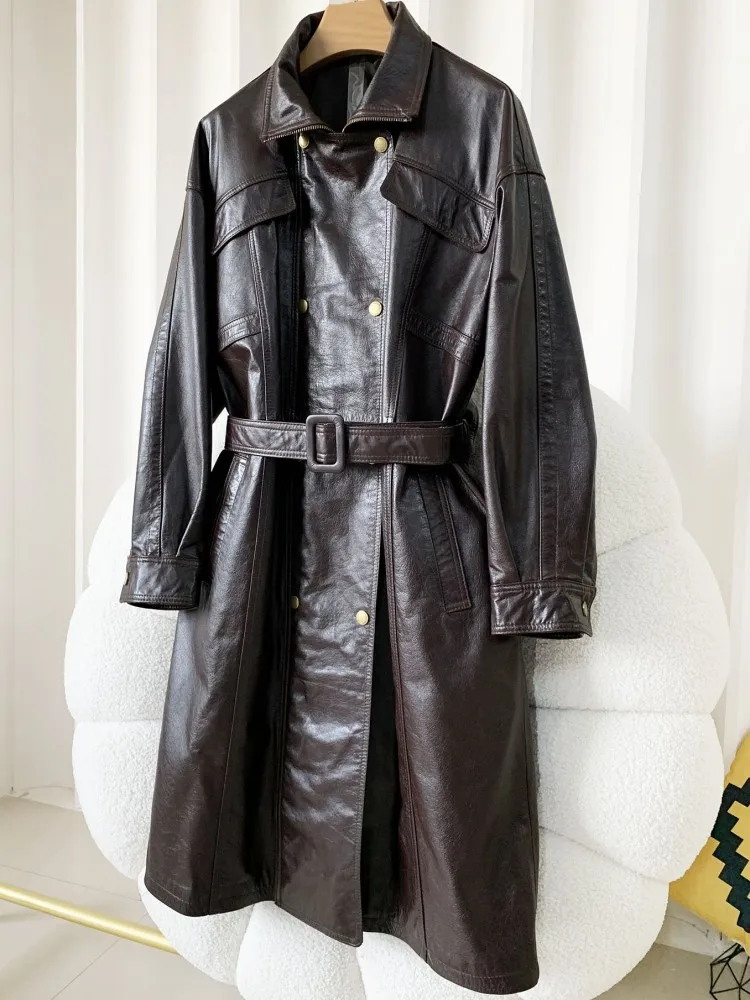 Office Ladies Casual Trench Turndown Collar Sashes Fashion Solid Color Women Windbreakers Outwear