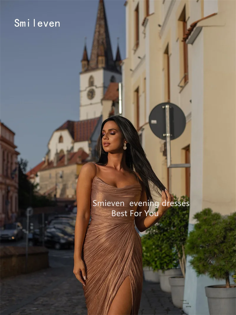 

Smileven Mermaid Shining Prom Dress Spaghetti Strap Evening Gowns Side Silt Luxury Formal Occasion Dress Customized 2026