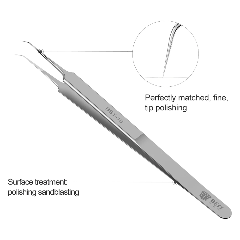Special Tweezers Bent/Pointed 202 Stainless Steel Tweezer Pick Up 0.01mm Fly Wire for Fingerprint Jump Wire Maintenance