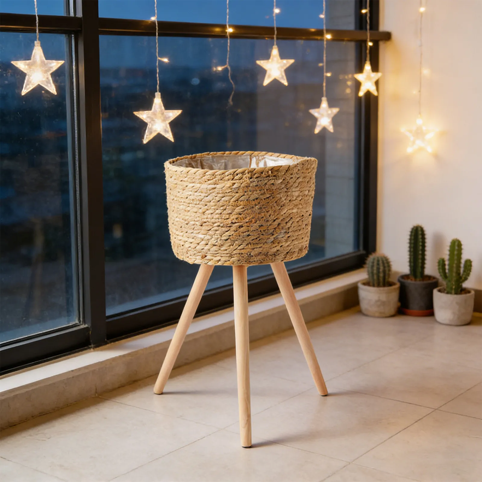 

Wooden Woven Plant Stand for Indoor Outdoor Use Minimalist Bonsai Shelf Flower Pot Rack Natural Rustic Planter Holder Home Decor