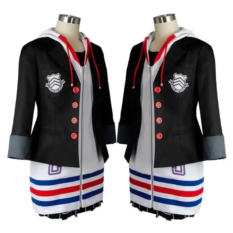 أزياء آن تاكاماكي التأثيرية لعبة P5 للنساء للمدرسة JK فستان موحد إكسسوارات مجموعة كاملة فستان كرنفال أنيمي ملابس الحفلات