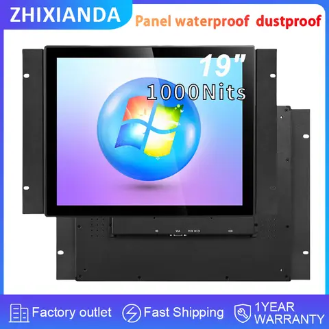 Panneau de moniteur à écran tactile industriel, 19 pouces, 1280x1024, 1000 NITS, montage étanche, écran LCD HDMI pour kiosque d'auto-service en plein air