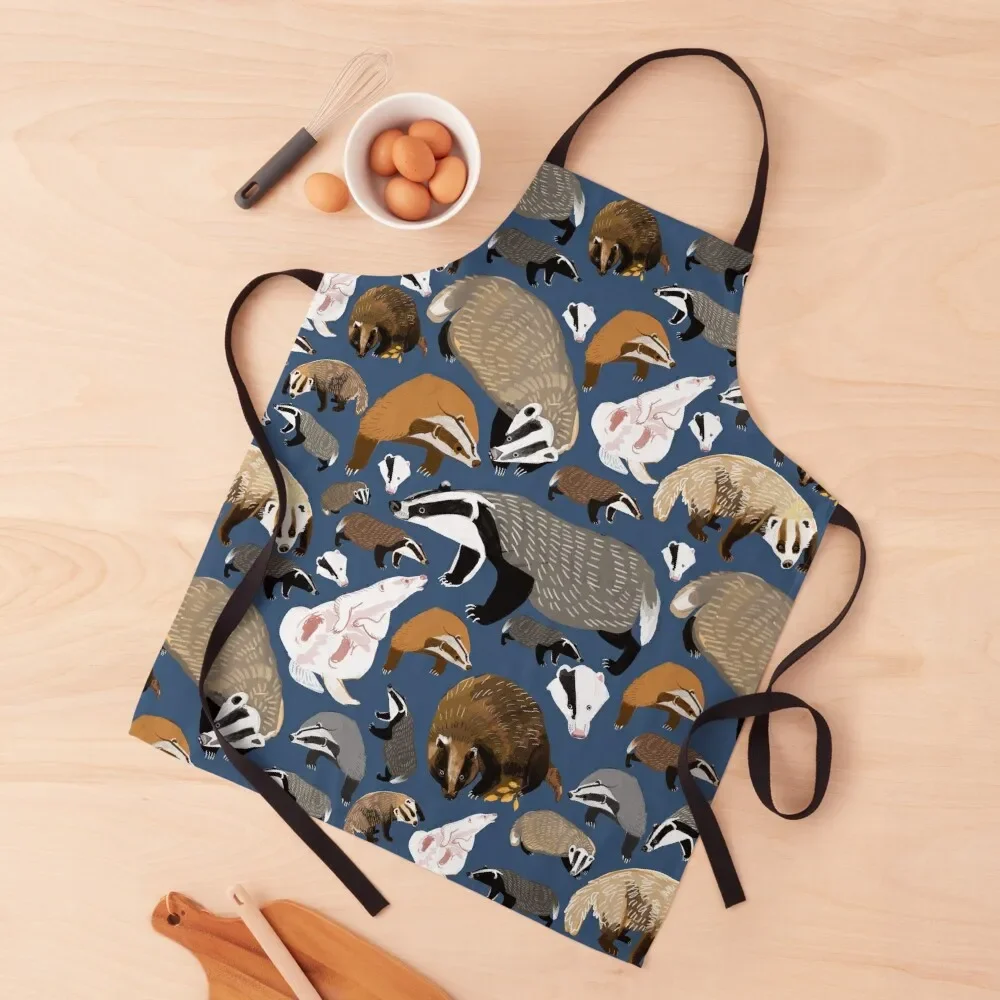 

Eurasian badgers pattern Blue Apron kitchen girl Home and kitchen products Kitchen Utensils Chef Accessory Apron