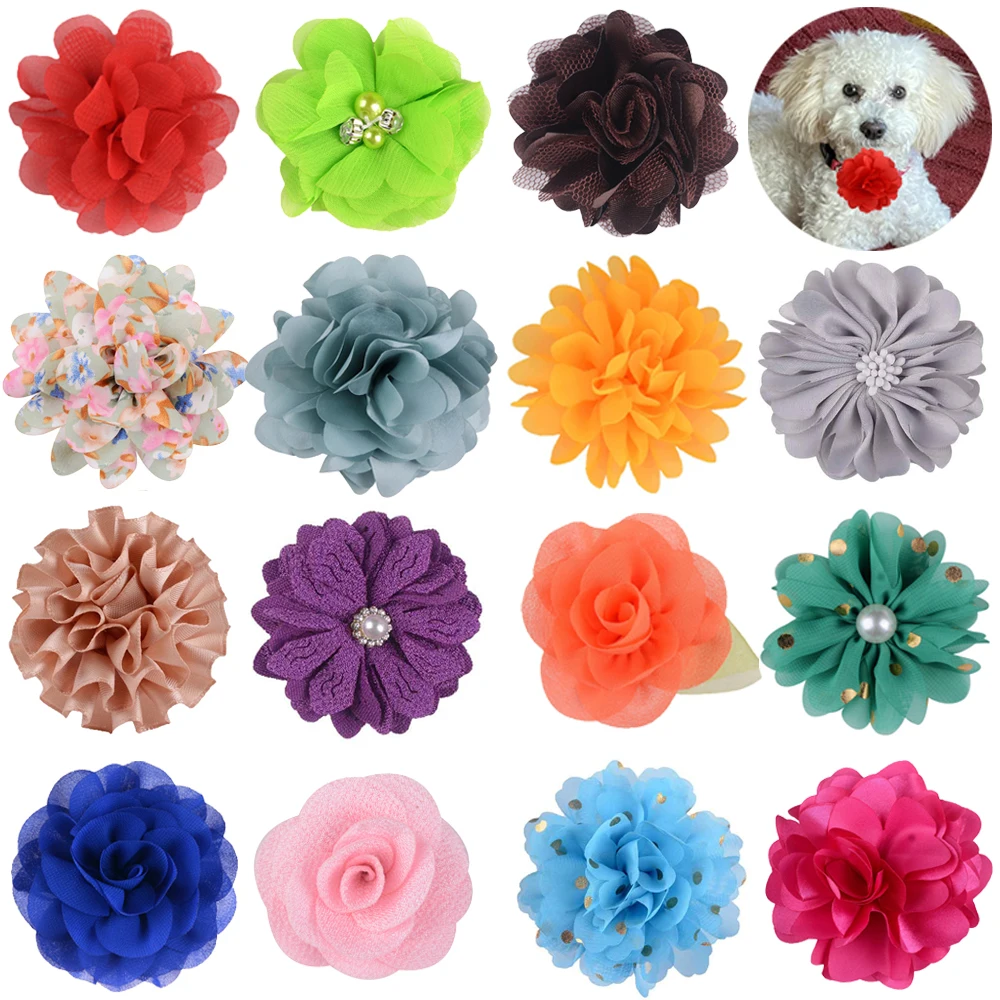 100pcs Big Flower-Collar Dog Flower Collar Accessory Dog Bow Tie Pet Supplies Dog Accessories Bow Tie Collars For Small Dogs