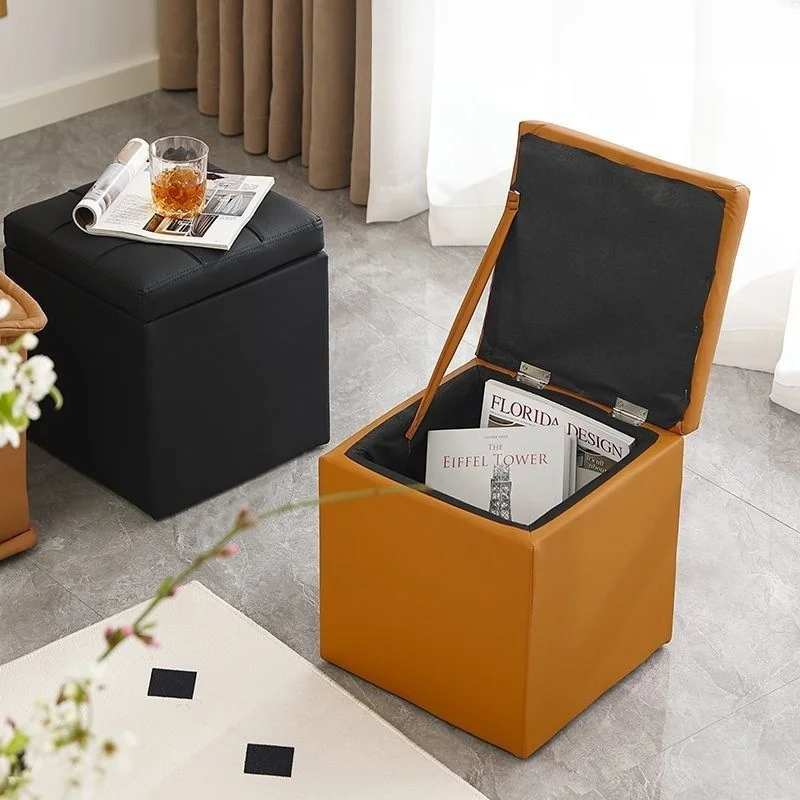 Storage Stool for Storage and Seating Bedroom Multi-functional for Home Use Sofa Stool Shoe Changing Stool Square Shape