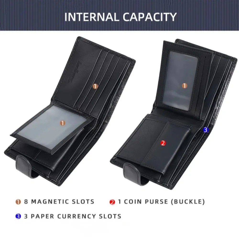 크로스 3 접는 지갑 도시 레크리에이션 스타일 PU 가죽 도난 방지 현금 가방 ID 배지 홀더 솔리드 컬러 남성용 짧은 지갑