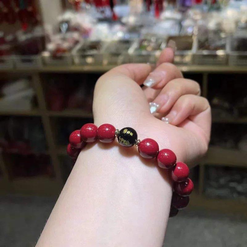 Purple Sand plus Black Agate Taisui Resolving Bracelet, Bead Diameter about 10mm