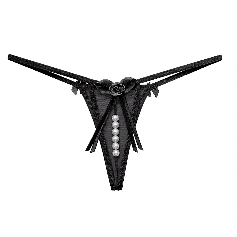 Womens See-through Thong Hollow Floral String Pearls Sexy Panties Erotic Lingerie Women\'s Pajamas Panties G-g-strings Thongs