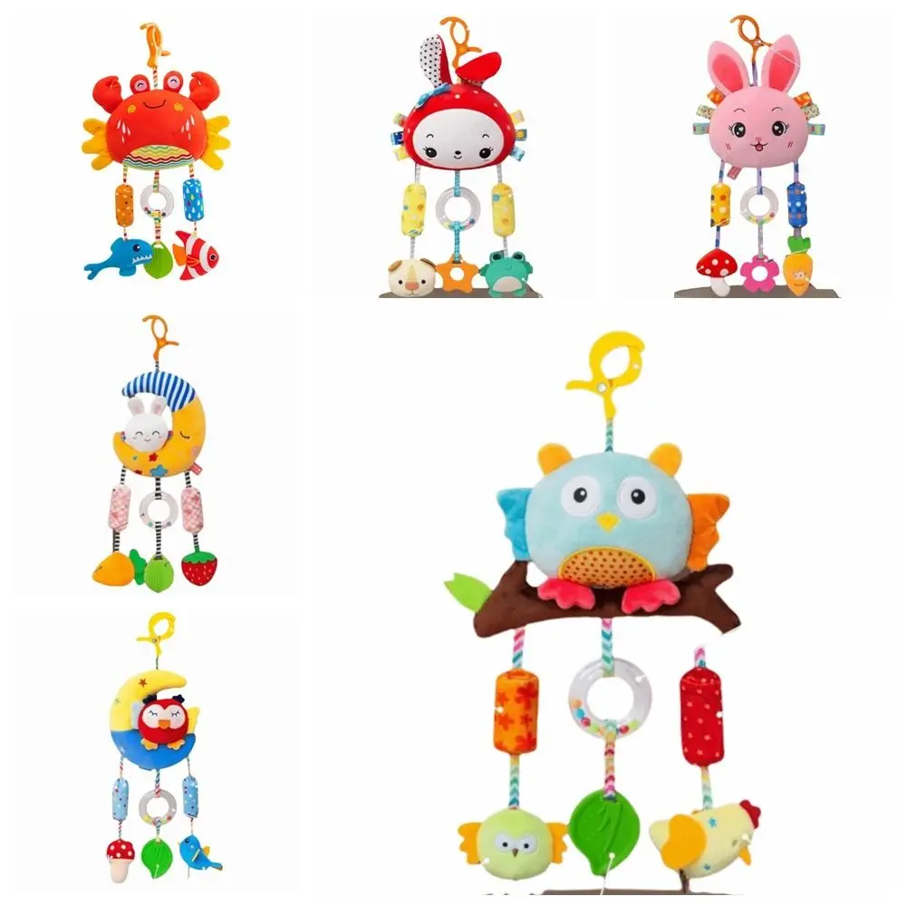 Design bonito chocalho do bebê sino agarrar capacidade de treinamento carrinho pendurado material animal de pelúcia infantil berço pingente cama pingente