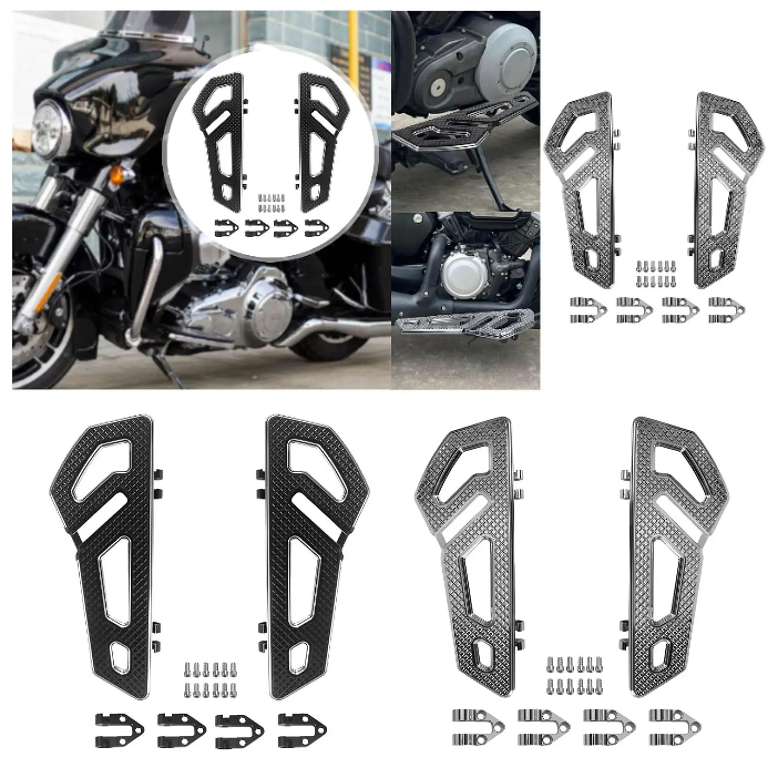 

Motorcycle Driver Rider Footboard Left Right Pedal Parts Easy to Install Sturdy Foot Peg Footrest Footpegs for Street Glide