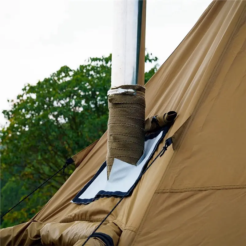 A93Z Fireproof Pipe Wrap 5M, Heat Shield Tape Featuring 2 Clamps, Anti-Scalding Chimney Stove Flue Protector