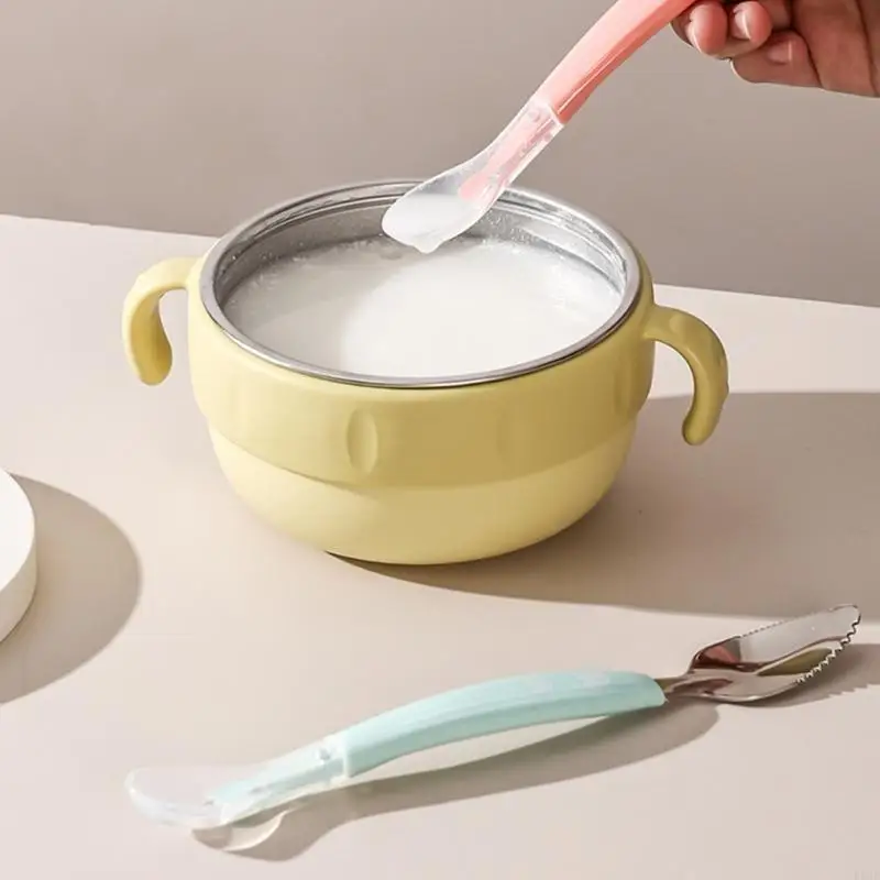 E06F 2-in-1 Scraper Spoon Silicone cho ăn muỗng đa dụng