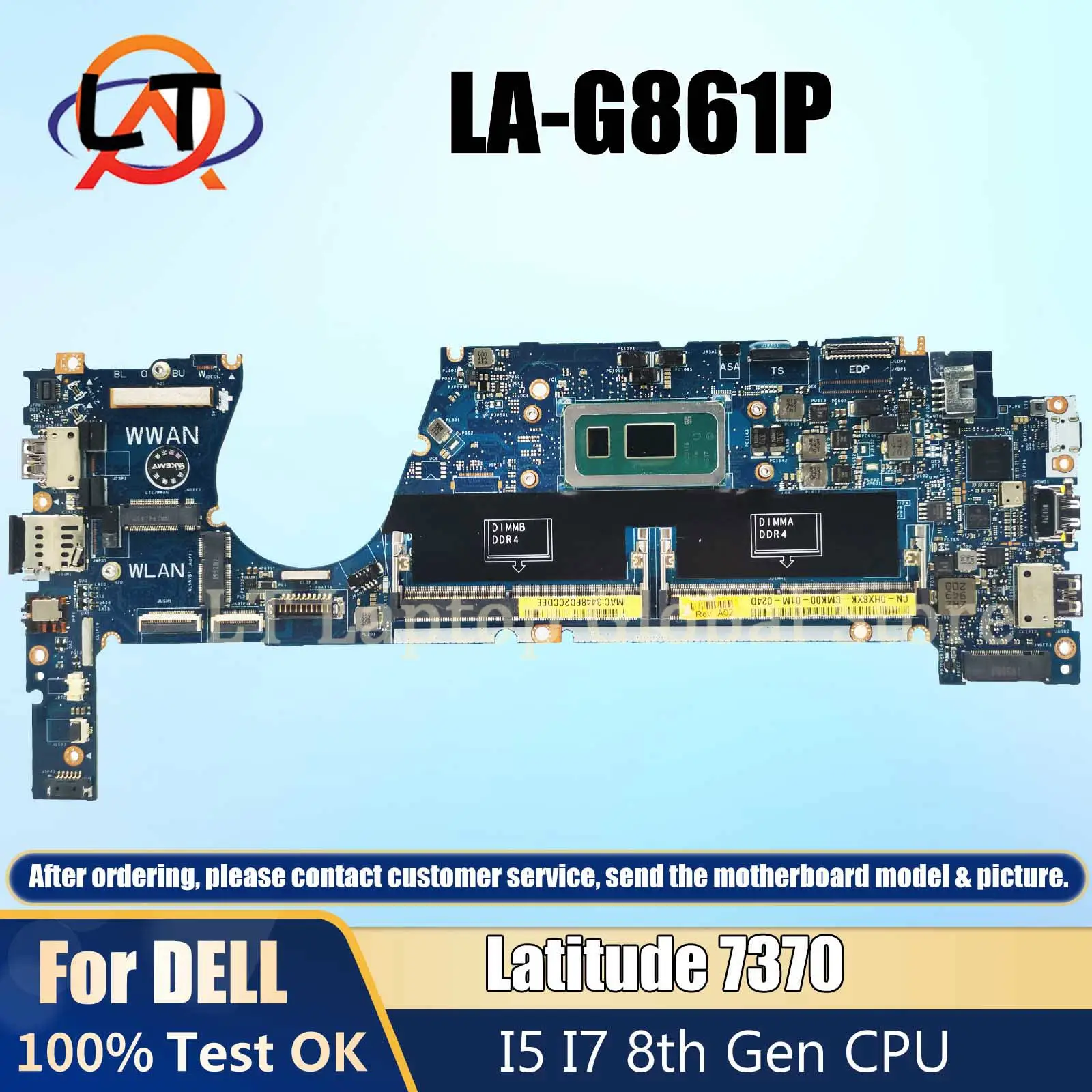 

LA-G861P Notebook Mainboard For Dell Latitude 7370 09XFPT 0HX8XK 0TCDGC 0HX8XK Laptop Motherboard CPU i5 i7 8th Gen