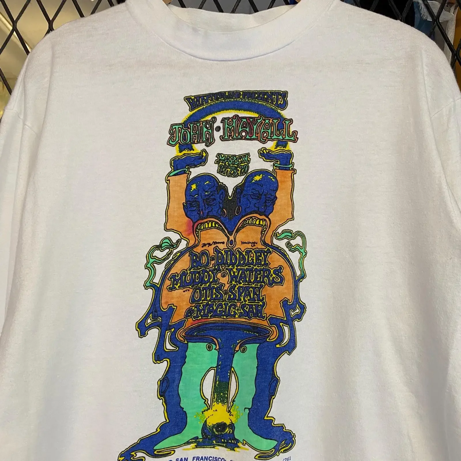Vintage 80s Blues Rock Concert T Shirt John Mayall Bo Diddley Muddy Waters vintage Washed fashion streetwear Comfortable