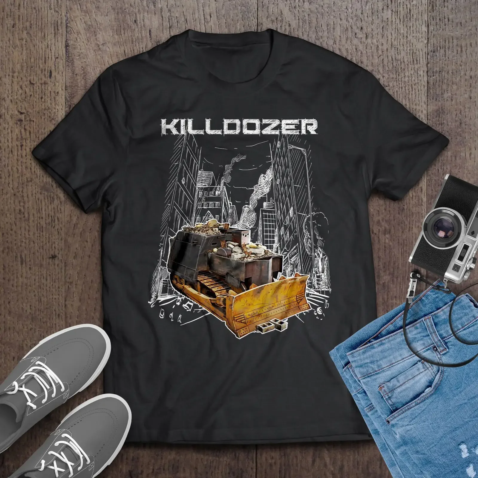 Killdozer T Shirt Legendary Marvin Heemeyer Tribute Bulldozer vintage Washed graphic designer clothes Stylish streetwear homme
