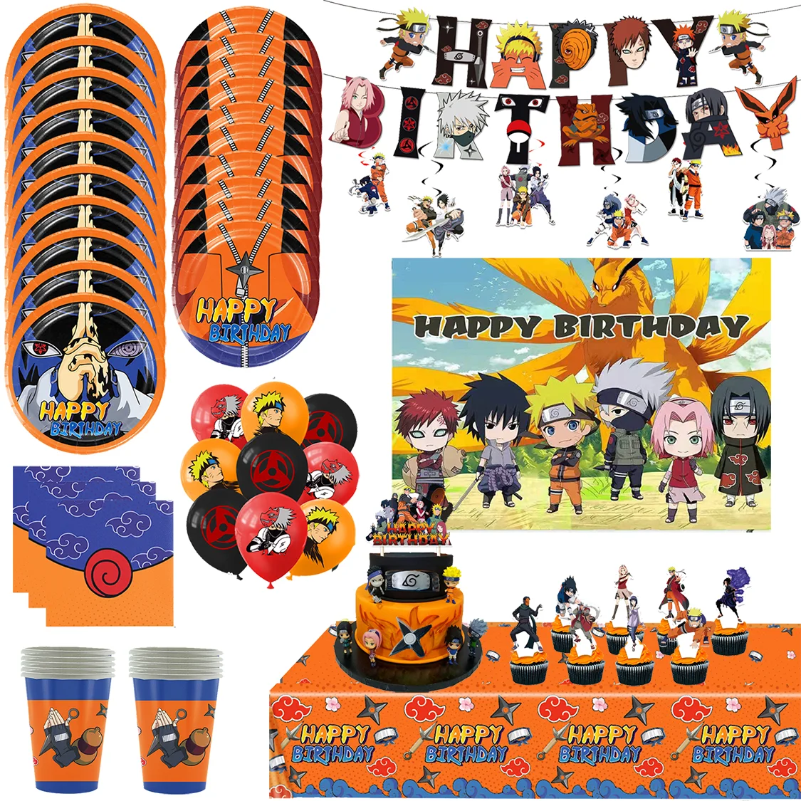 Наруто аниме товары для вечеринок украшения для вечеринки детский день рождения бумажная посуда семейные праздничные подарки для мероприятий