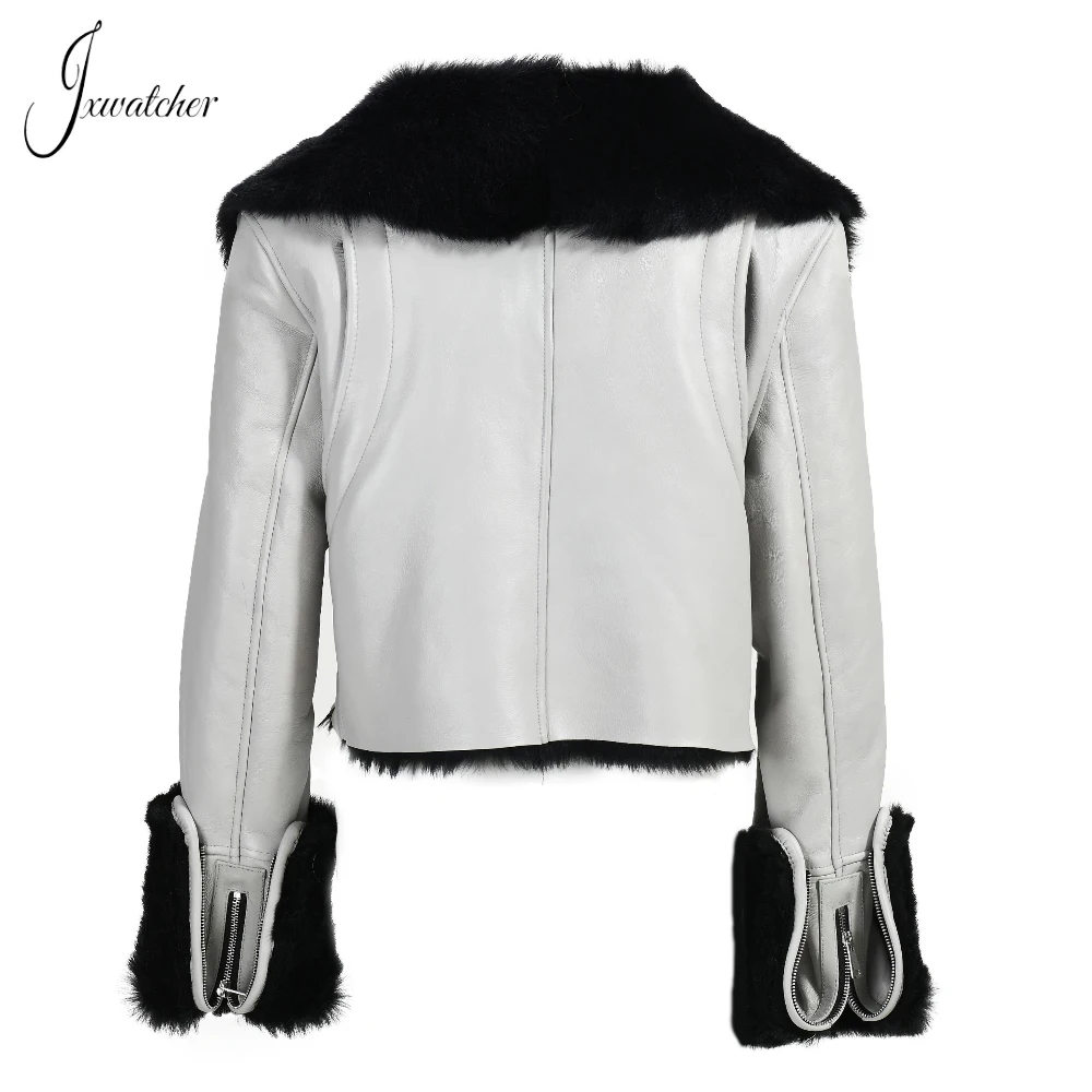 Jxwatcher Frau Lammfell Jacke Herbst Winter Toskana Mantel Damen Mode Warme Kurze Oberbekleidung 2022 Neue Stil Weibliche