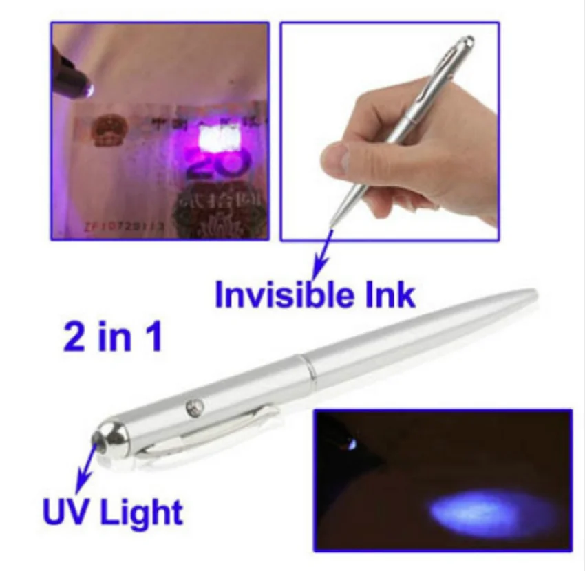 Fun Pen 2-in-1 Invisible UV Glowing Pen Ink Magic Safe Handwriting Secret Spy Pen with UV New Creative Plastic Ballpoint Pen