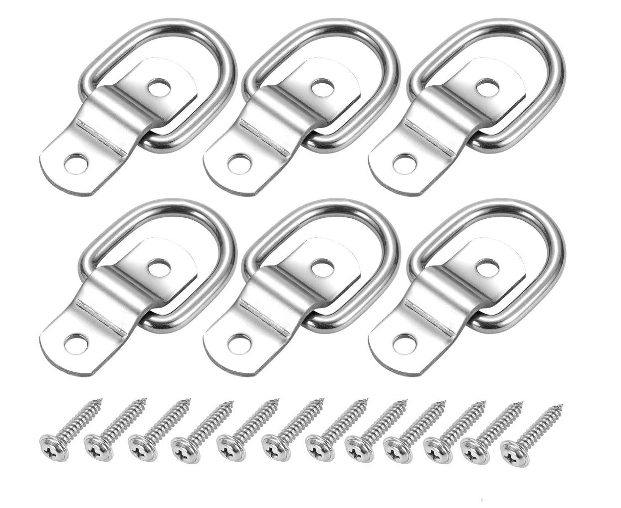

Heavy Duty Steel D Rings Tie Down Anchors 1/4" Trailer Tie Down Hooks for Truck, Trailer, Camper, Warehouse, Boat, Cargo Control