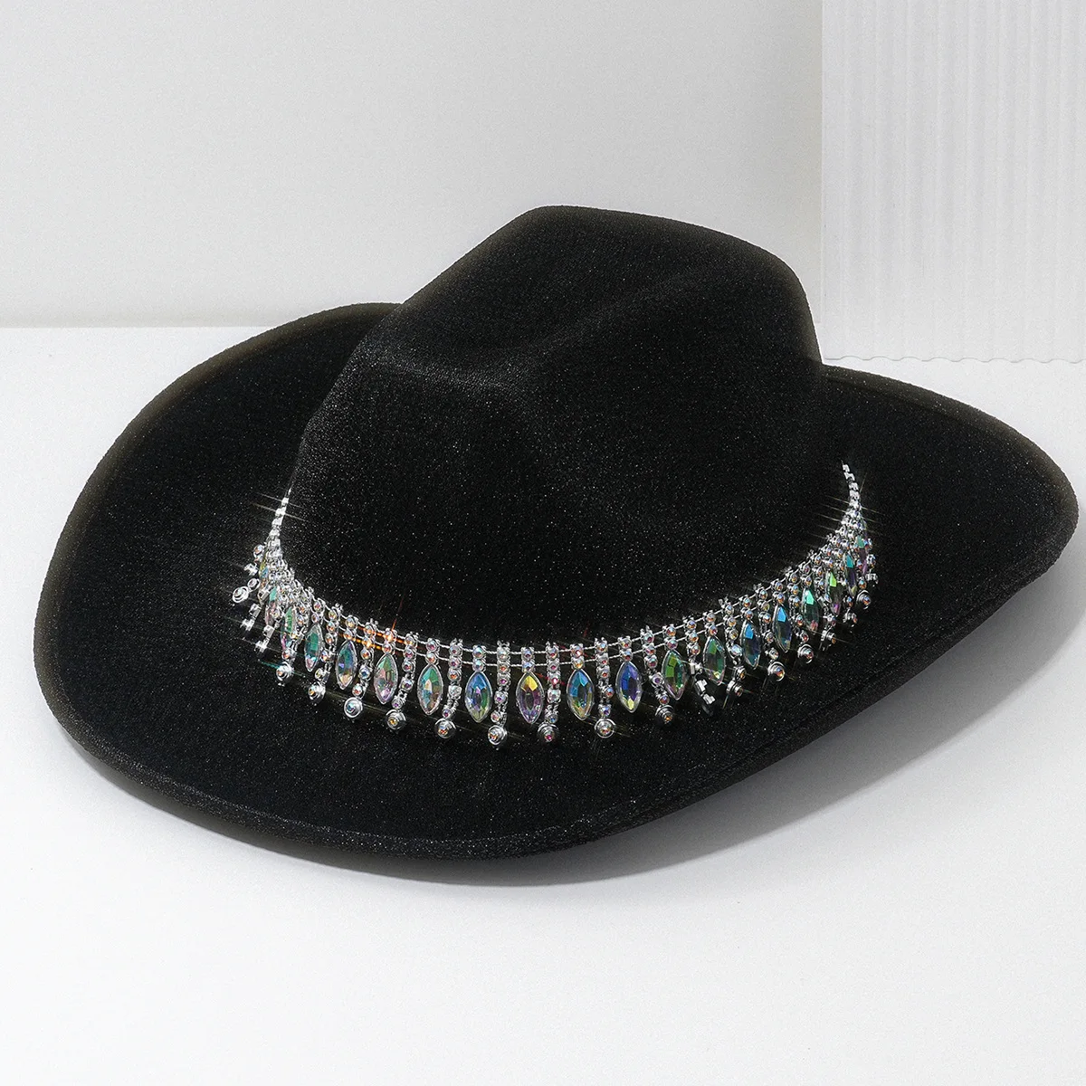 Bride Letter Pearl Rhinestone Fringe Cowboy Hat Bridal Shower Hen Night Rave Party Halloween Cosplay Special Occasion Women Top