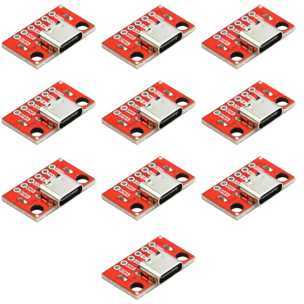 USB Type C Connector Board 3.1 Serial Basic Breakout Female Connector Breakout Board Red Adapter Board with Pin Header