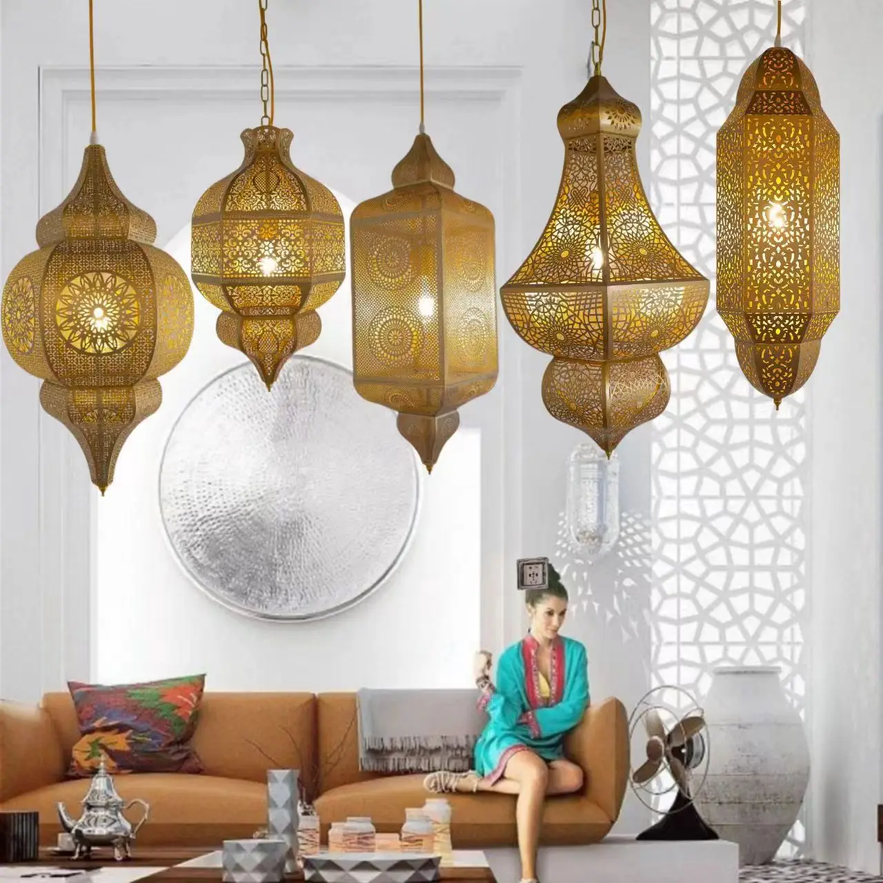 Chandelier Moroccan Restaurant Cafe Banquet Hall Clubhouse Hollow Lobby Lighting