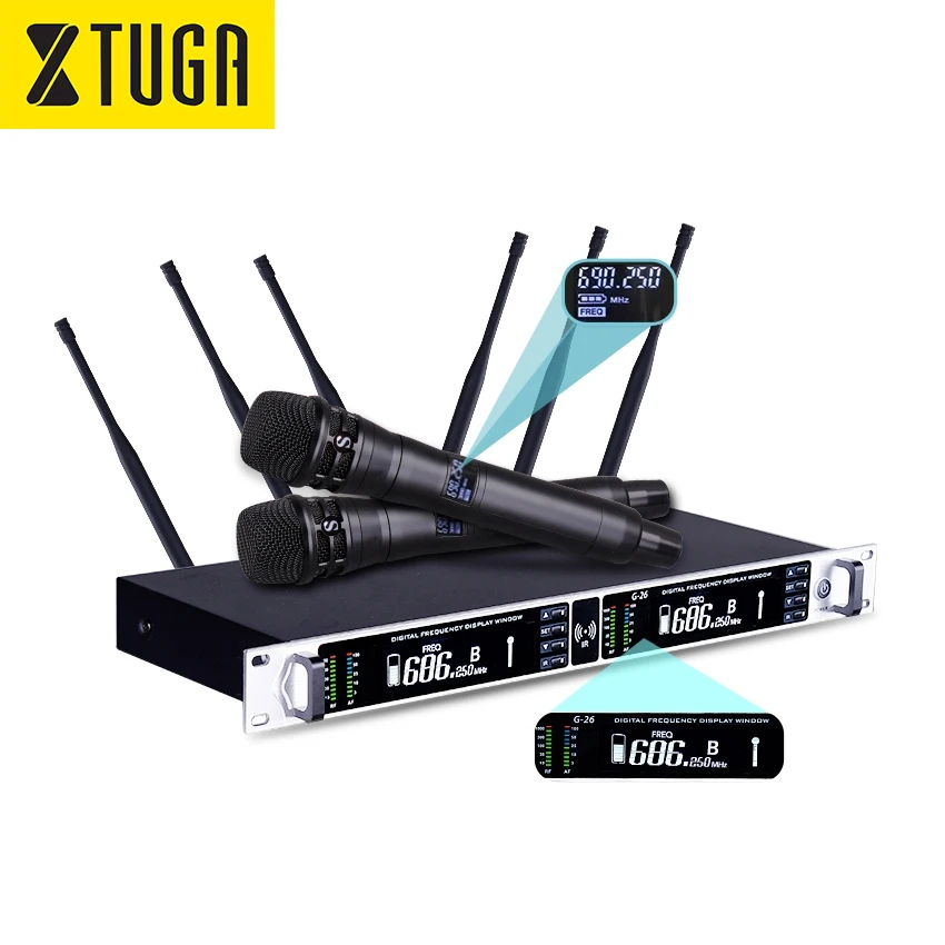 Ten items TLF Xtuga  Professional Noise Cancelling Uhf Wireless Microphones System Built in Dsp
