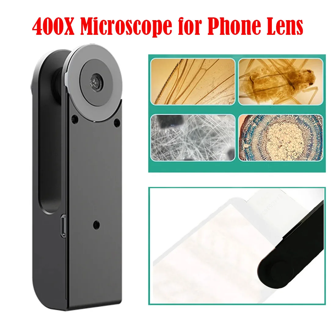 Universal 400x Microscope Iphone Microscope Lens Portable phone Lens for IPhone 15 14 13 12 11 Pro Max Microworld for Kids Adult