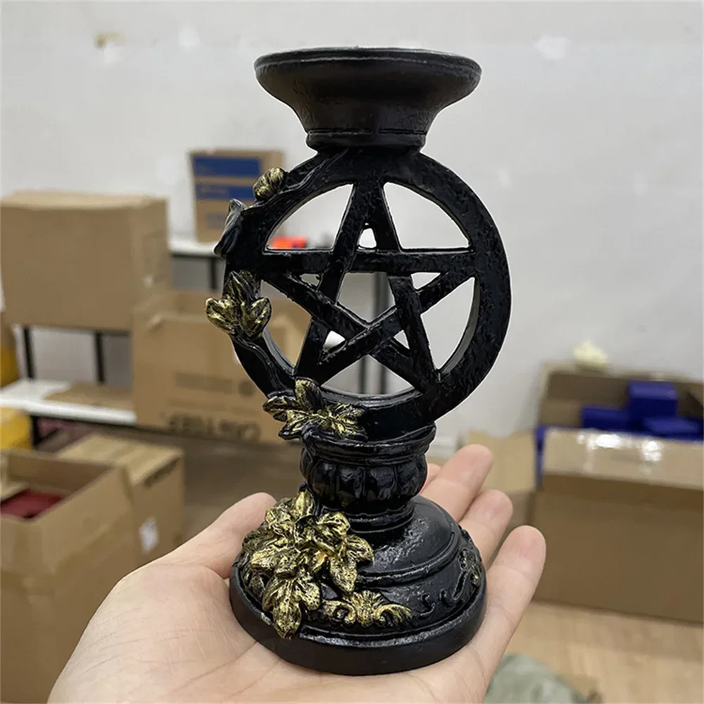 Pentagram Relief Flower Resin Crystal Ball Base Ornament Magic Energy Ball Display Suitable Pedestal for 6-8cm