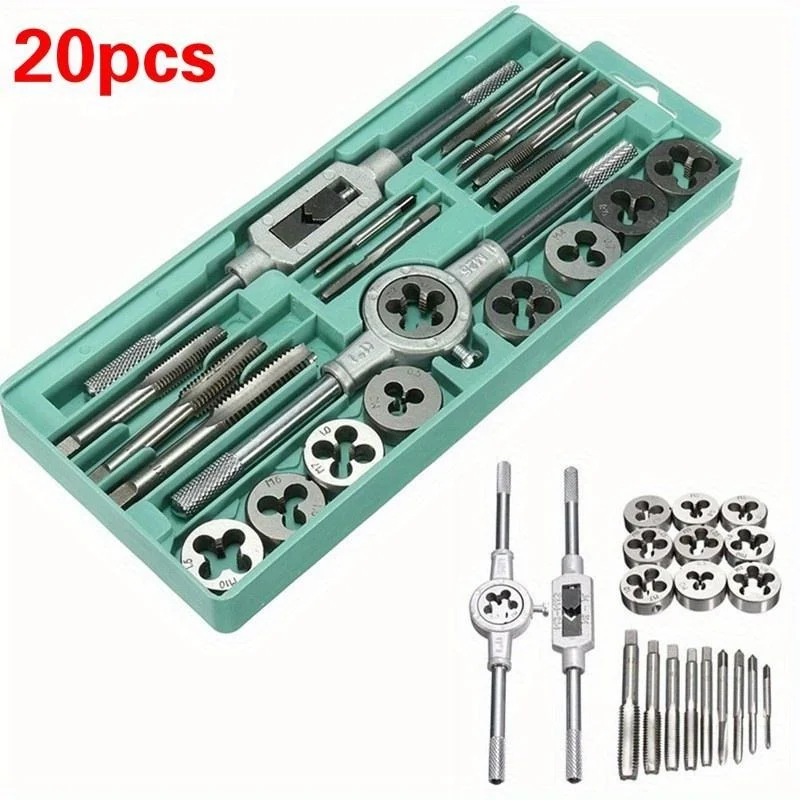 20/40pcs M3/M12 Screw Thread Metric Taps Die Set Alloy Metal DIY Kit Wrench Threading Hand Tools with Bag