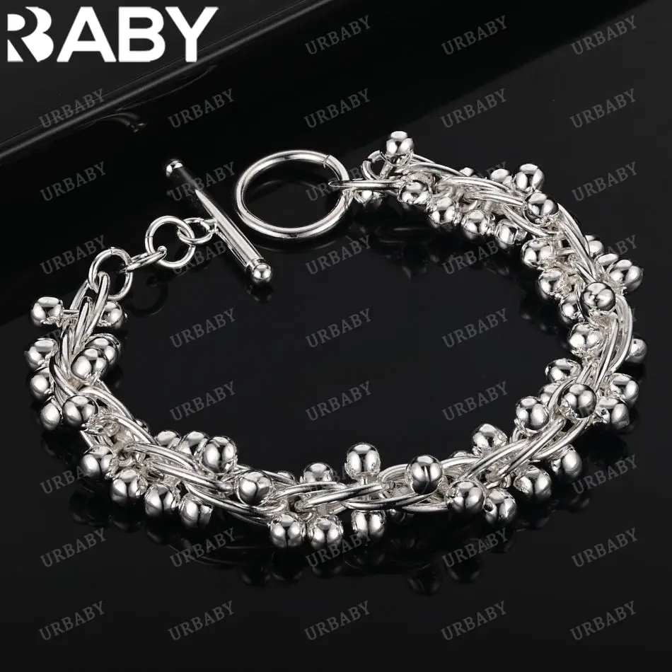 

URBABY 925 Sterling Silver Beads Pendants Bracelets For Women Trend Birthday Gifts Fashion Party Fine Jewelry